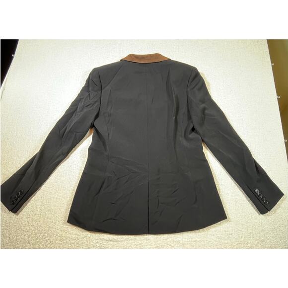 Lauren Ralph Lauren Womens Size 10 Black Brown Wool-Blend 2-Button Blazer Career - Picture 2 of 8